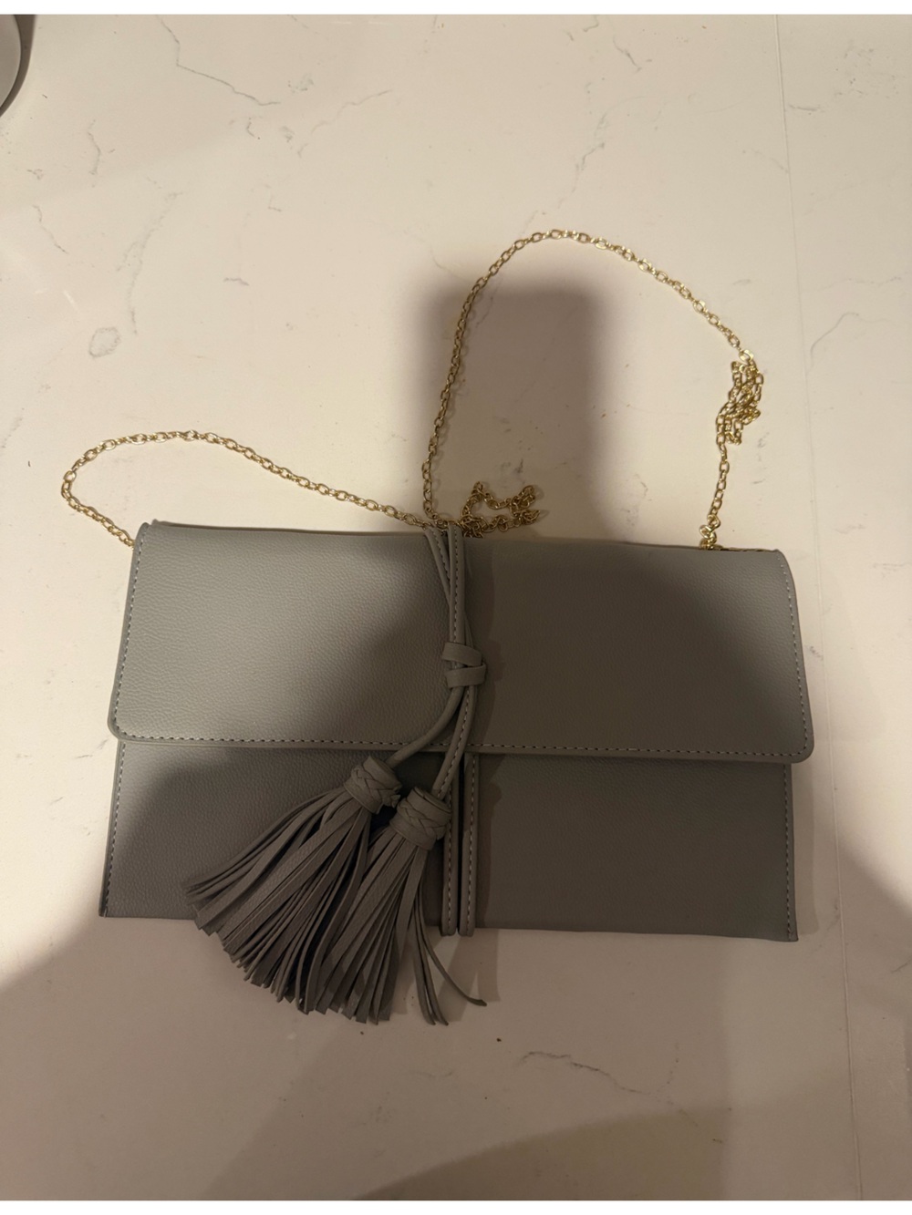 Grey Tassel Chain Crossbody Bag